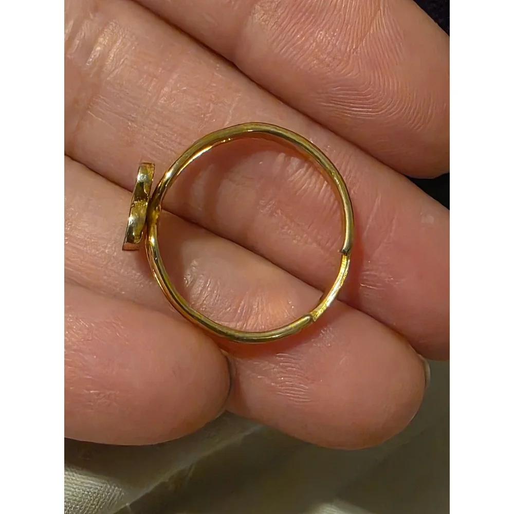 Vintage Style‎ Gold Tone Adjustable Ring Turquoise Heart Cross Faith Jewelry
